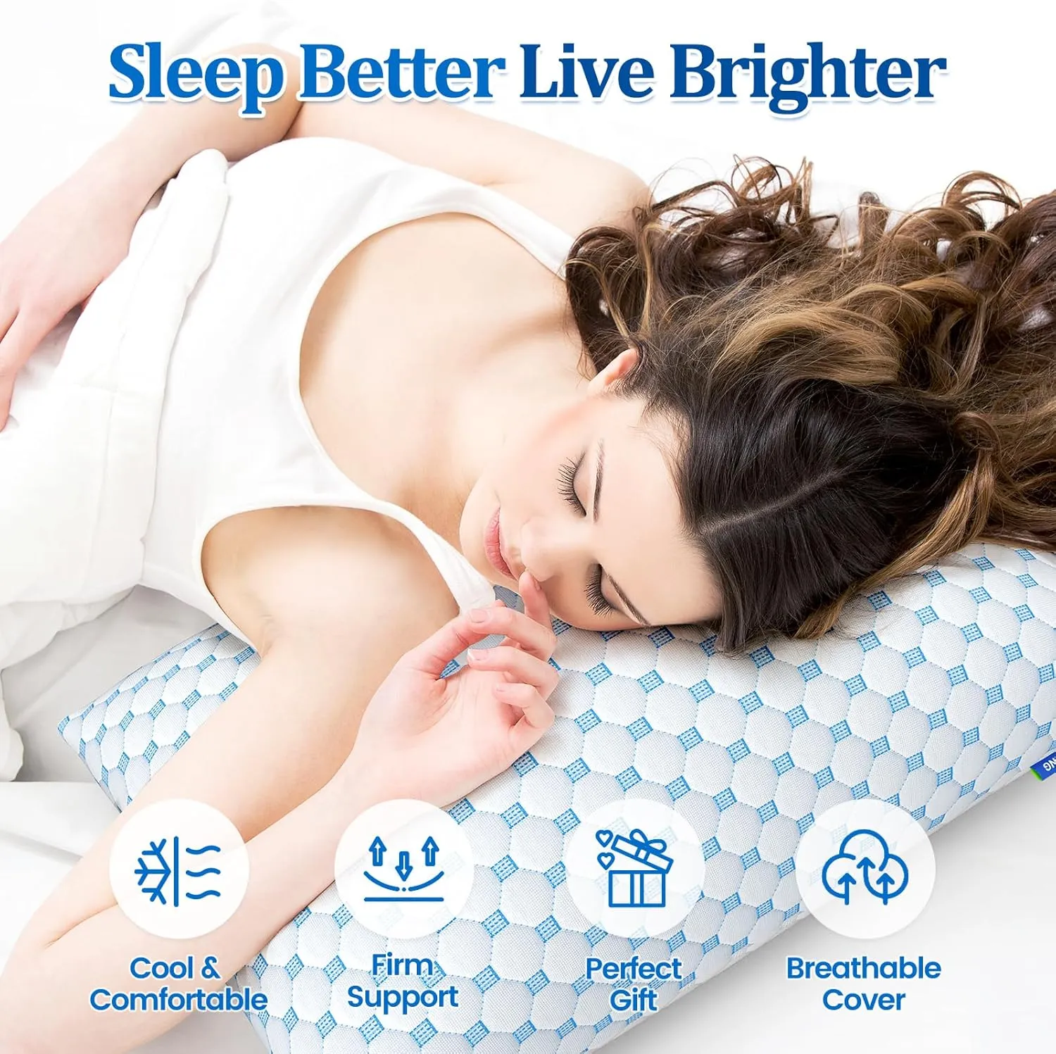 CloudBliss Shredded Memory Foam Pillow for Sleeping - Adjustable Cooling Pillow with Breathable Washable Cover, CertiPUR-US Certified, Queen Size for Side/Back/Stomach Sleepers