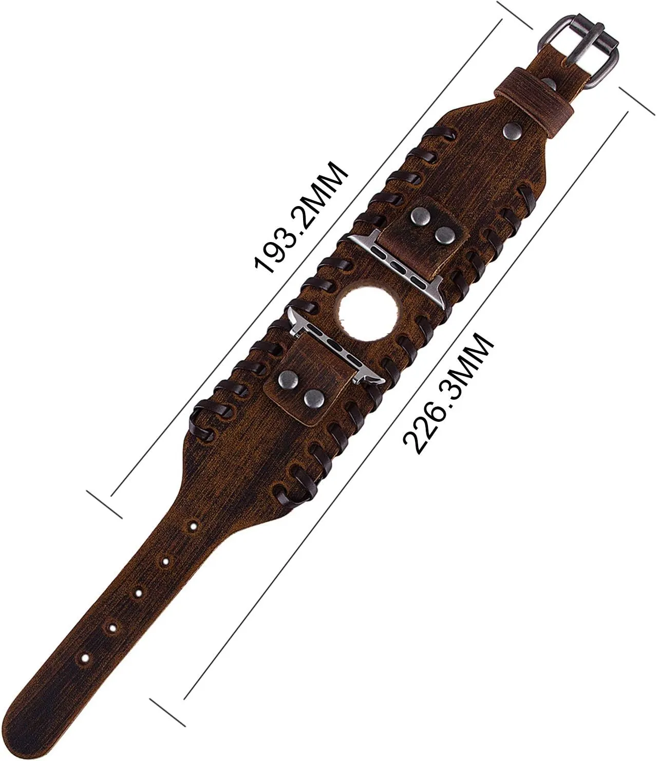 Compatible with Apple Watch Ultra SE Series 8 7 6 5 4 3 38mm 40mm 41mm 42mm 44mm 45mm 49mm Band for Men Women, Unisex Retro Nordic Viking Cuff Bracelet Leather Band Compatible with Iwatch Bands