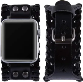Compatible with Apple Watch Ultra SE Series 8 7 6 5 4 3 38mm 40mm 41mm 42mm 44mm 45mm 49mm Band for Men Women, Unisex Retro Nordic Viking Cuff Bracelet Leather Band Compatible with Iwatch Bands