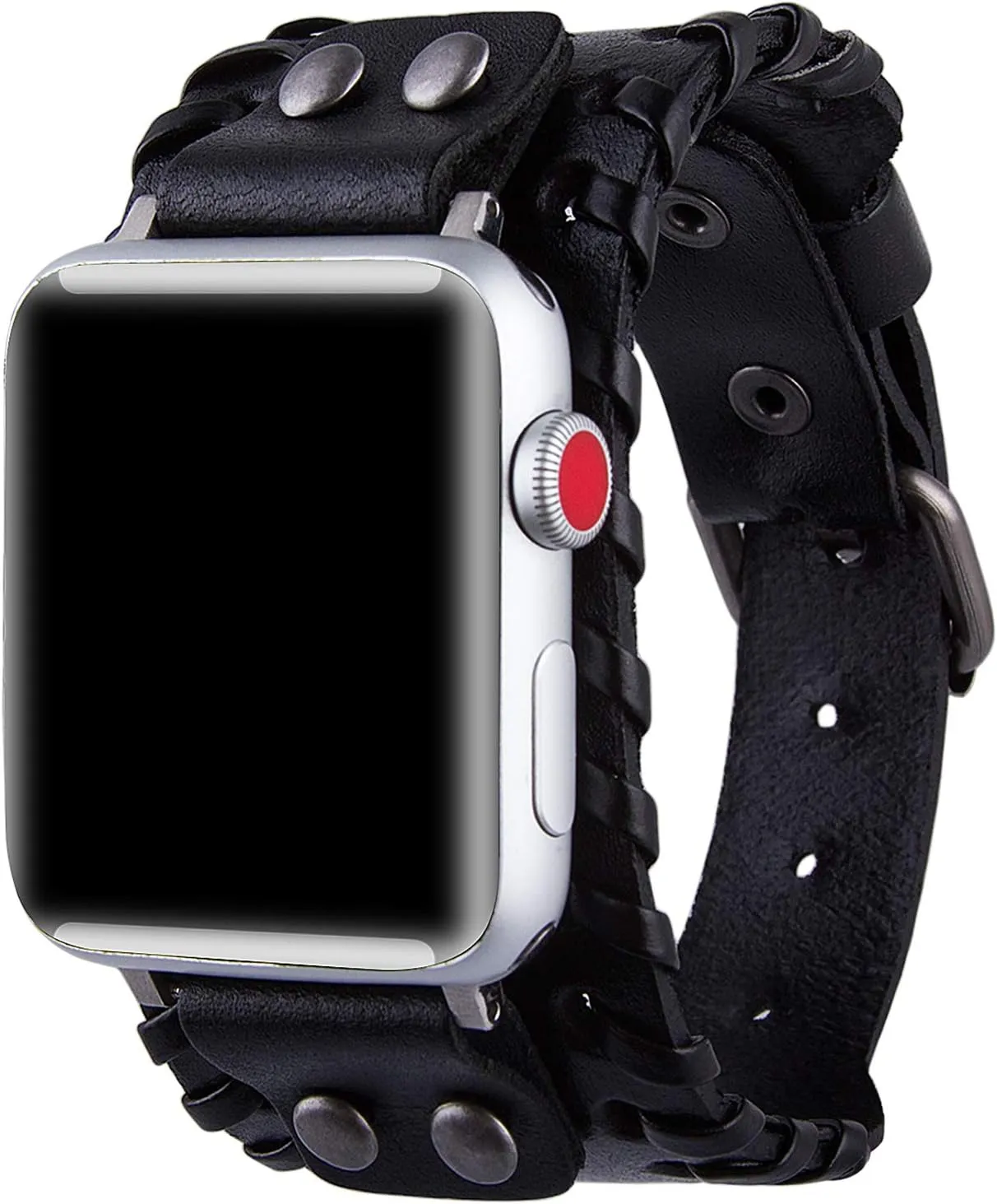 Compatible with Apple Watch Ultra SE Series 8 7 6 5 4 3 38mm 40mm 41mm 42mm 44mm 45mm 49mm Band for Men Women, Unisex Retro Nordic Viking Cuff Bracelet Leather Band Compatible with Iwatch Bands