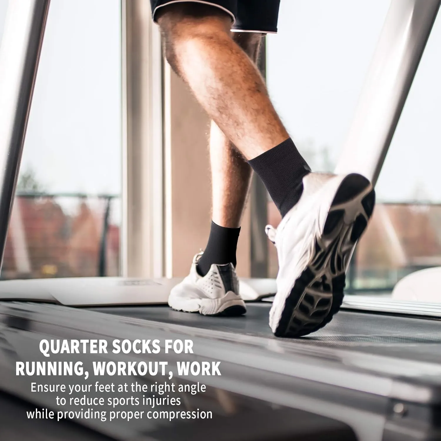 Compression Running Ankle Socks for Men and Women (6 Pairs), Quarter Athletic Socks for Running, Cycling, Golf, Work