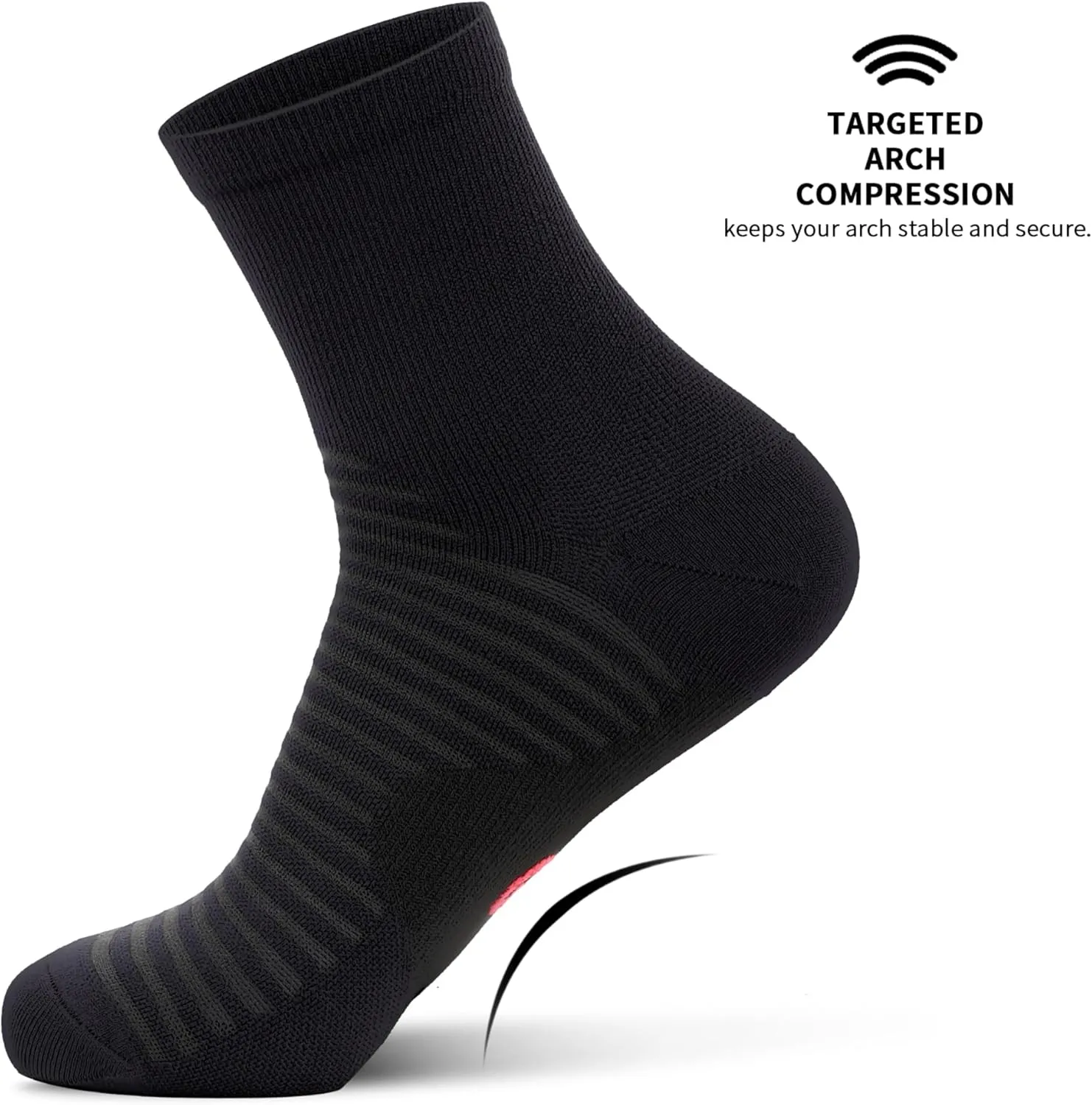 Compression Running Ankle Socks for Men and Women (6 Pairs), Quarter Athletic Socks for Running, Cycling, Golf, Work