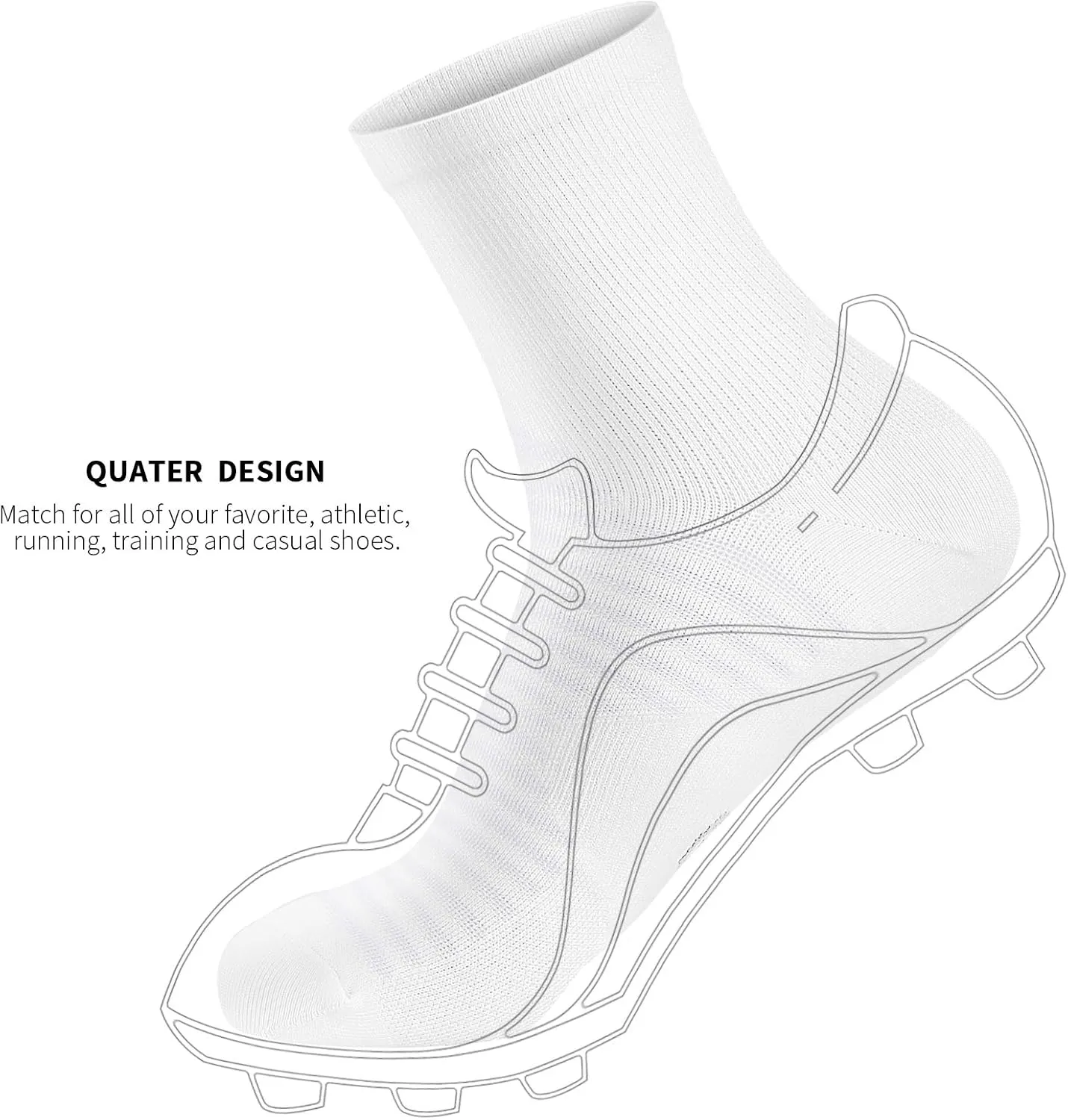 Compression Running Ankle Socks for Men and Women (6 Pairs), Quarter Athletic Socks for Running, Cycling, Golf, Work