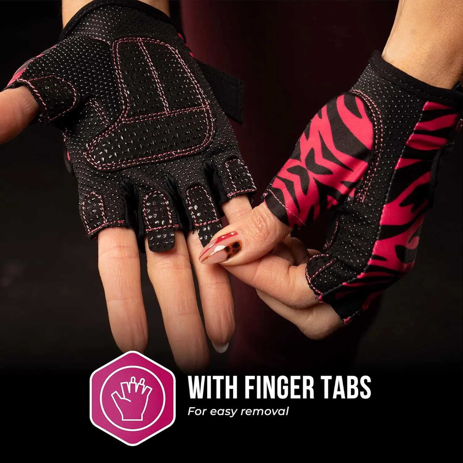 Contraband Pink Label 5277 Women's Design Series Zebra Print Lifting and Rowing Gloves (Pair) - Lightweight Vegan Medium Padded Microfiber Amara Leather w/Griplock Silicone