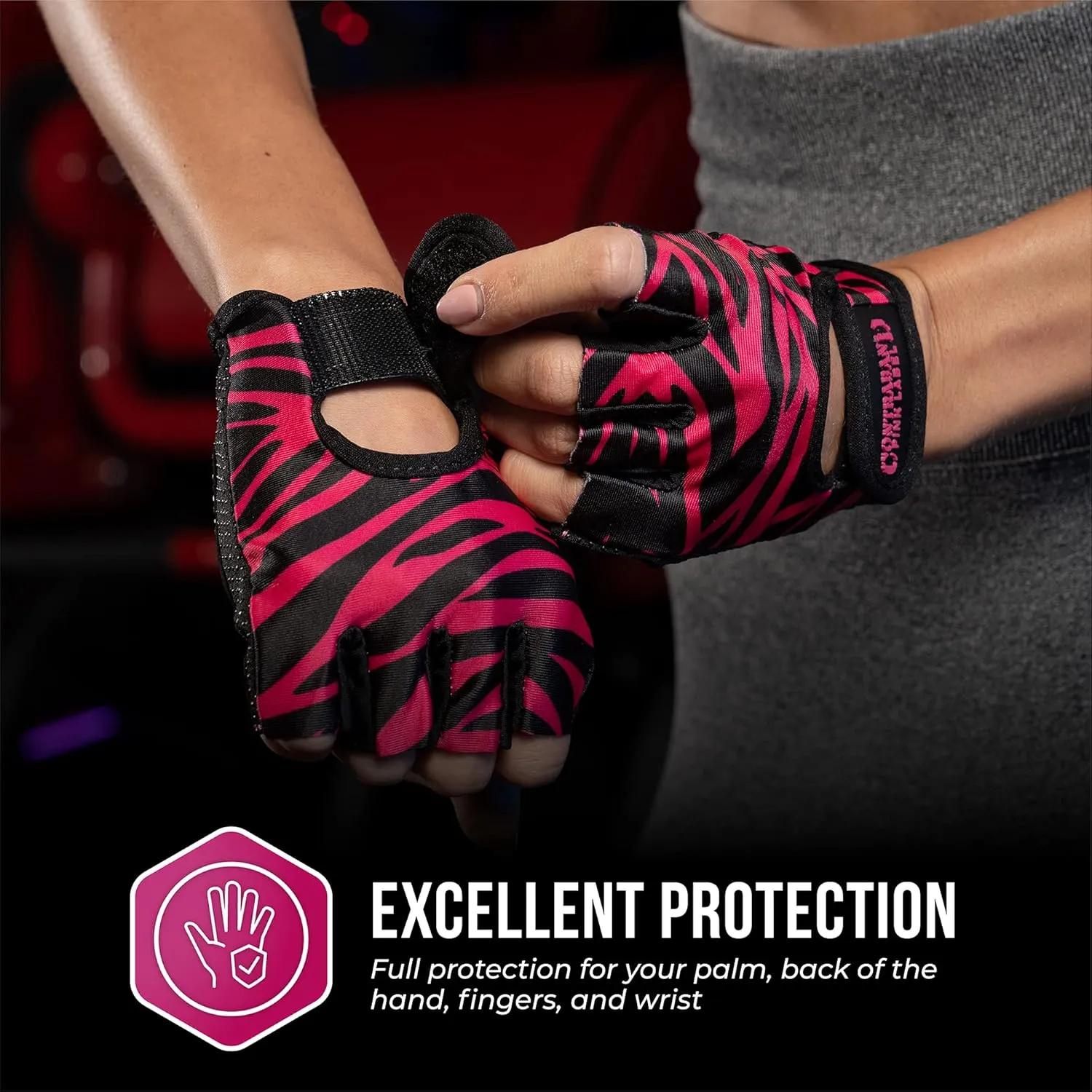 Contraband Pink Label 5277 Women's Design Series Zebra Print Lifting and Rowing Gloves (Pair) - Lightweight Vegan Medium Padded Microfiber Amara Leather w/Griplock Silicone