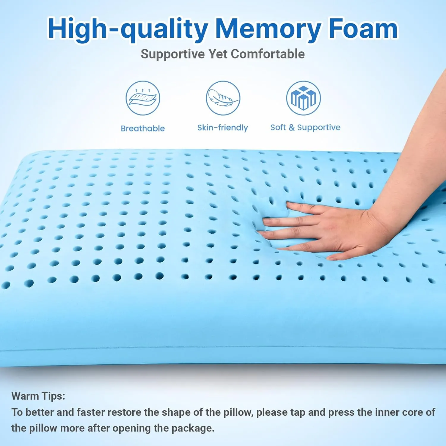 Cooling Memory Foam Pillows,Cooling Bed Pillow, Bed Pillow for Side,Back and Stomach Sleepers,Neck Pillow for Sleeping with Removable and Machine Washable Cover, Standard Size (1 Pack)