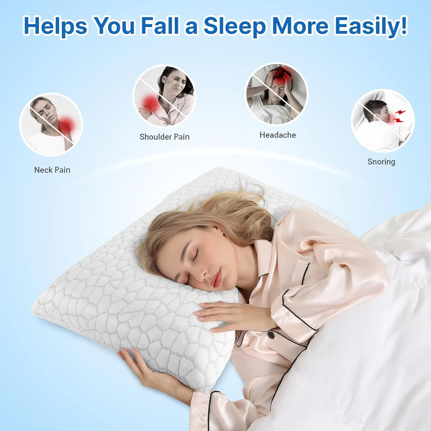 Cooling Memory Foam Pillows,Cooling Bed Pillow, Bed Pillow for Side,Back and Stomach Sleepers,Neck Pillow for Sleeping with Removable and Machine Washable Cover, Standard Size (1 Pack)