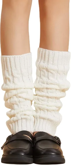COZYEASE Women's Solid Cable Knit Leg Warmers Knitted Crochet Winter Socks