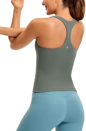 CRZ YOGA Butterluxe Workout Tank Tops for Women Built in Shelf Bras Padded - Racerback Athletic Spandex Yoga Camisole