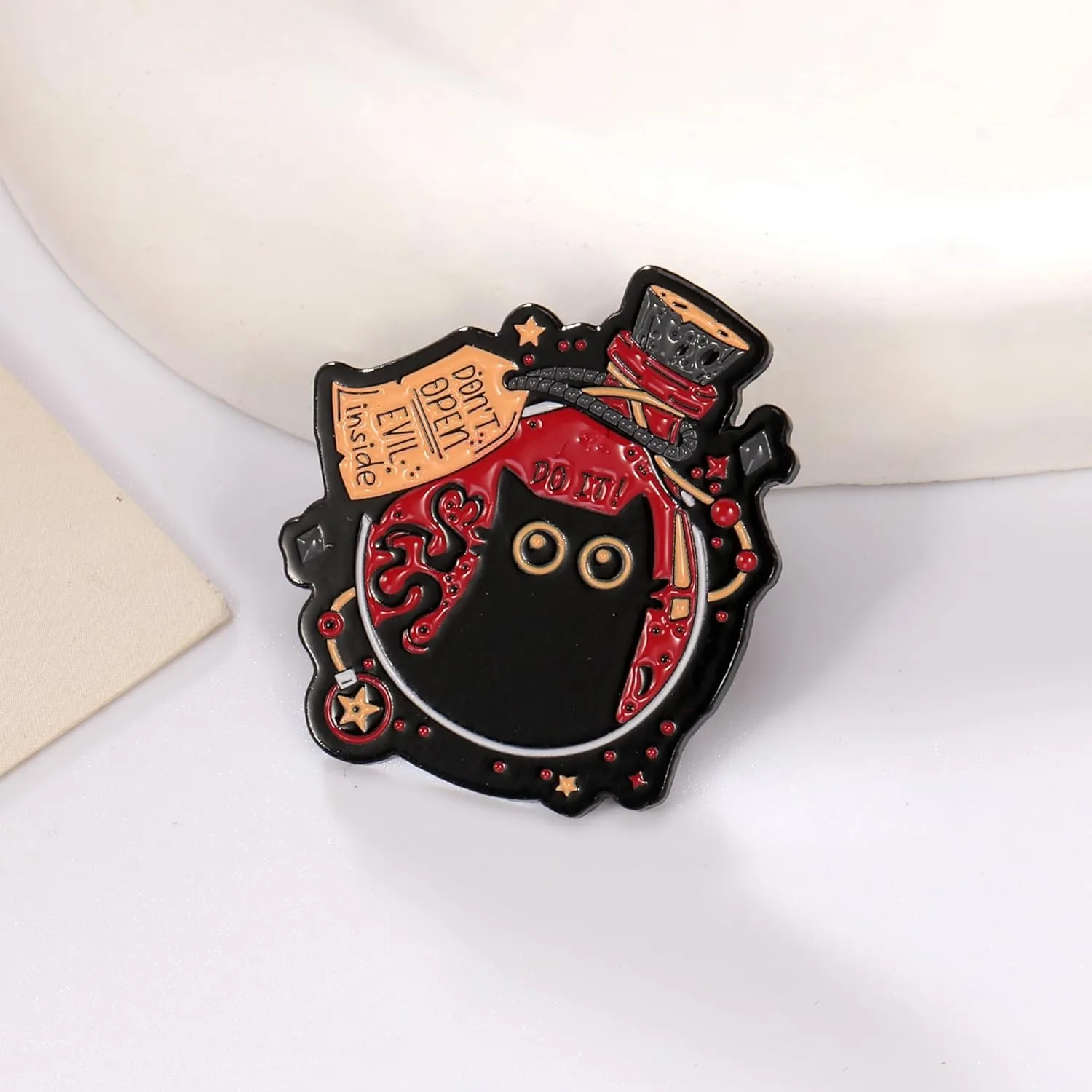Cute Black Cat Enamel Pin for Women Men Bottled Menace Evil Black Cat Brooch Pin Lapel Badge Pins for Backpack Bag Jewelry