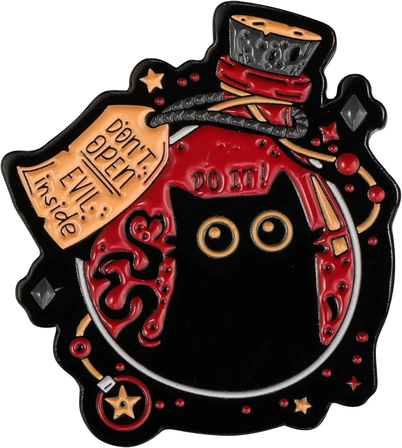 Cute Black Cat Enamel Pin for Women Men Bottled Menace Evil Black Cat Brooch Pin Lapel Badge Pins for Backpack Bag Jewelry