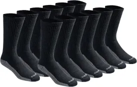 Dickies Men's Dri-Tech Original Moisture Control Crew Socks, Available in M-XXL (6, 12, 18 Pairs)