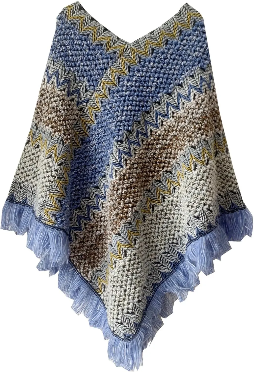 Disimlarl Women's Cloak Ethnic Style Sweater Poncho Loose Knit Pullover Shawl Bat Sleeved Casual Cape
