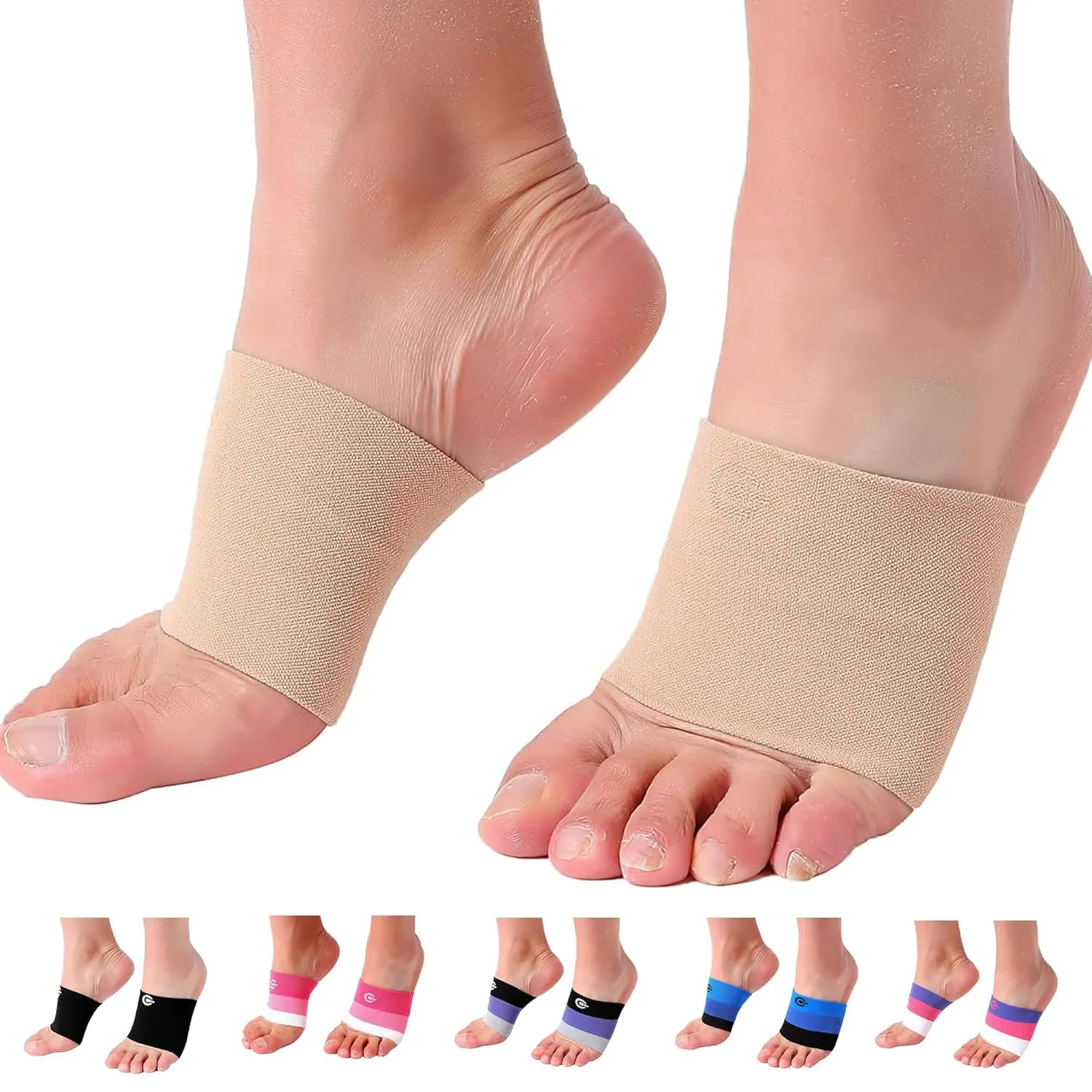 Doc Miller Arch Support Sleeves for Feet  Plantar Fasciitis Brace for Foot Pain Relief, Compression Socks, Heel Spurs, Fallen Arches, Orthotic Aid, and Planters Facetious Relief, 1 Pair