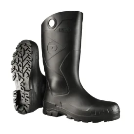DUNLOP Protective Footwear, Chesapeake Steel Toe, 100% Waterproof, Lightweight, Industrial and Construction PVC Boots, Slip Resistant, 8677677.11, Size 11 US, Black