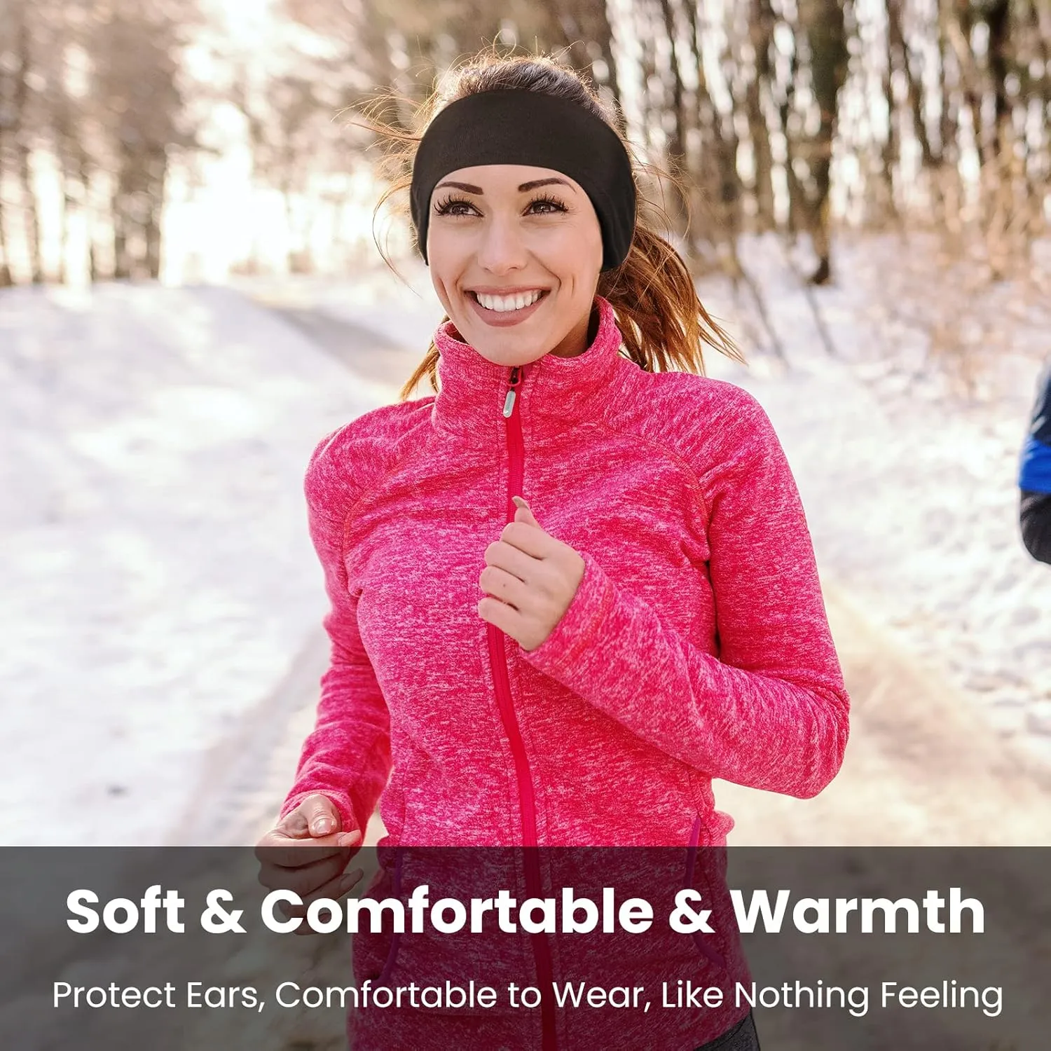 Ear Warmers for Women and Men-Fleece Winter Ear Warmer Headband Ear Muffs for Jogging Running Hiking Cycling Skiing (Black Gray)