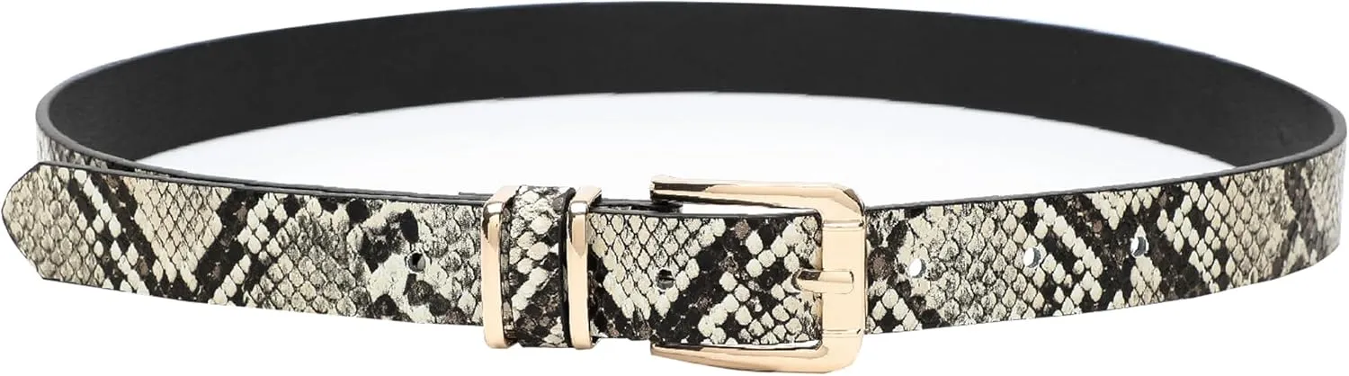 Earnda Women's Skinny Waist Belts for Jeans Dress, PU Leather Pin Buckle Thin Belt