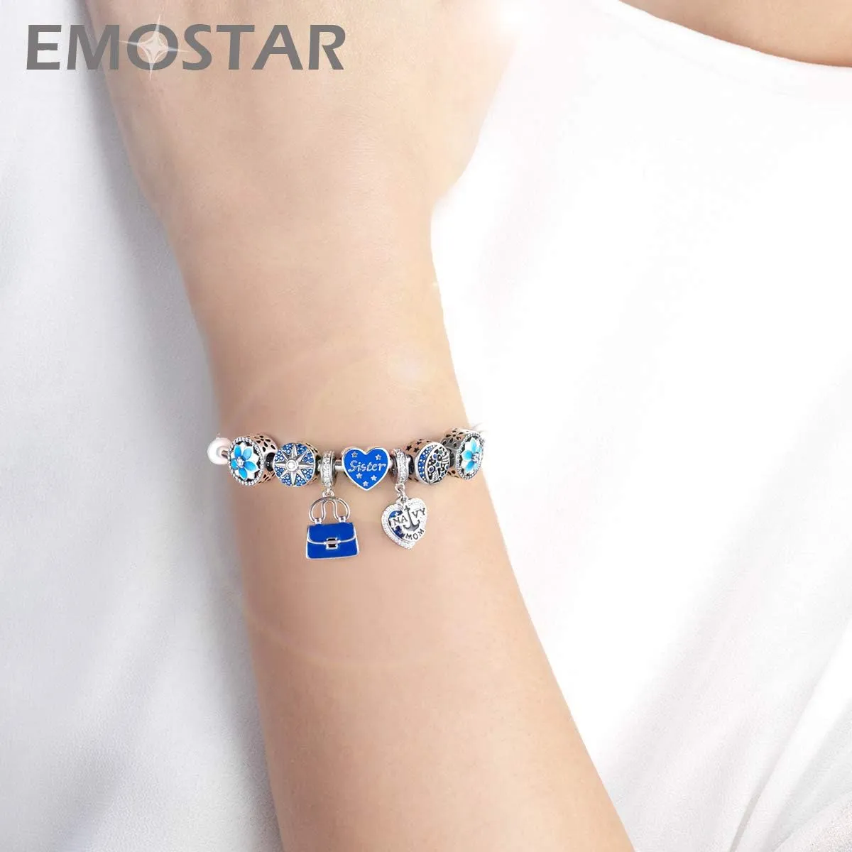 EMOSTAR Mothers Day Series Charms, 925 Sterling Silver Mother Daughter Sister, Tree Man, Family Tree of Love, Best Friend, Mom Heart Beads, Gifts for Family/European Women Bracelet