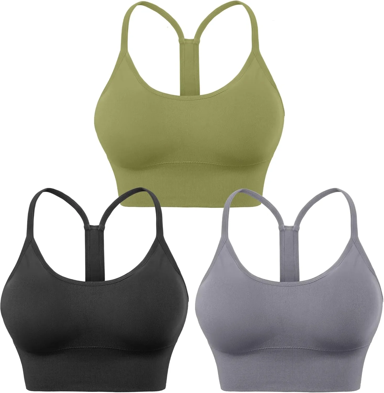 Evercute Racerback Sports Bras Padded Y Racer Back Cropped Bras for Yoga Workout Fitness Low Impact