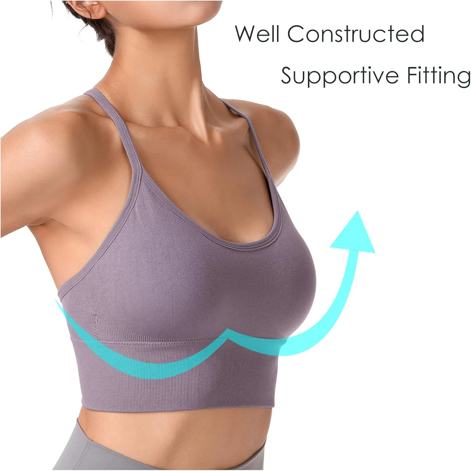 Evercute Racerback Sports Bras Padded Y Racer Back Cropped Bras for Yoga Workout Fitness Low Impact