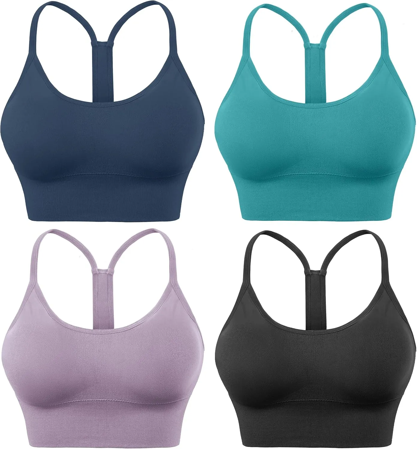 Evercute Racerback Sports Bras Padded Y Racer Back Cropped Bras for Yoga Workout Fitness Low Impact