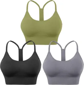 Evercute Racerback Sports Bras Padded Y Racer Back Cropped Bras for Yoga Workout Fitness Low Impact