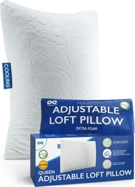 Everlasting Comfort Shredded Memory Foam Pillows with Adjustable Loft - 2X Better Cooling - Japanese Cooling Fiber Pillow Case - Hypoallergenic Pillows for Side Sleepers (Queen)