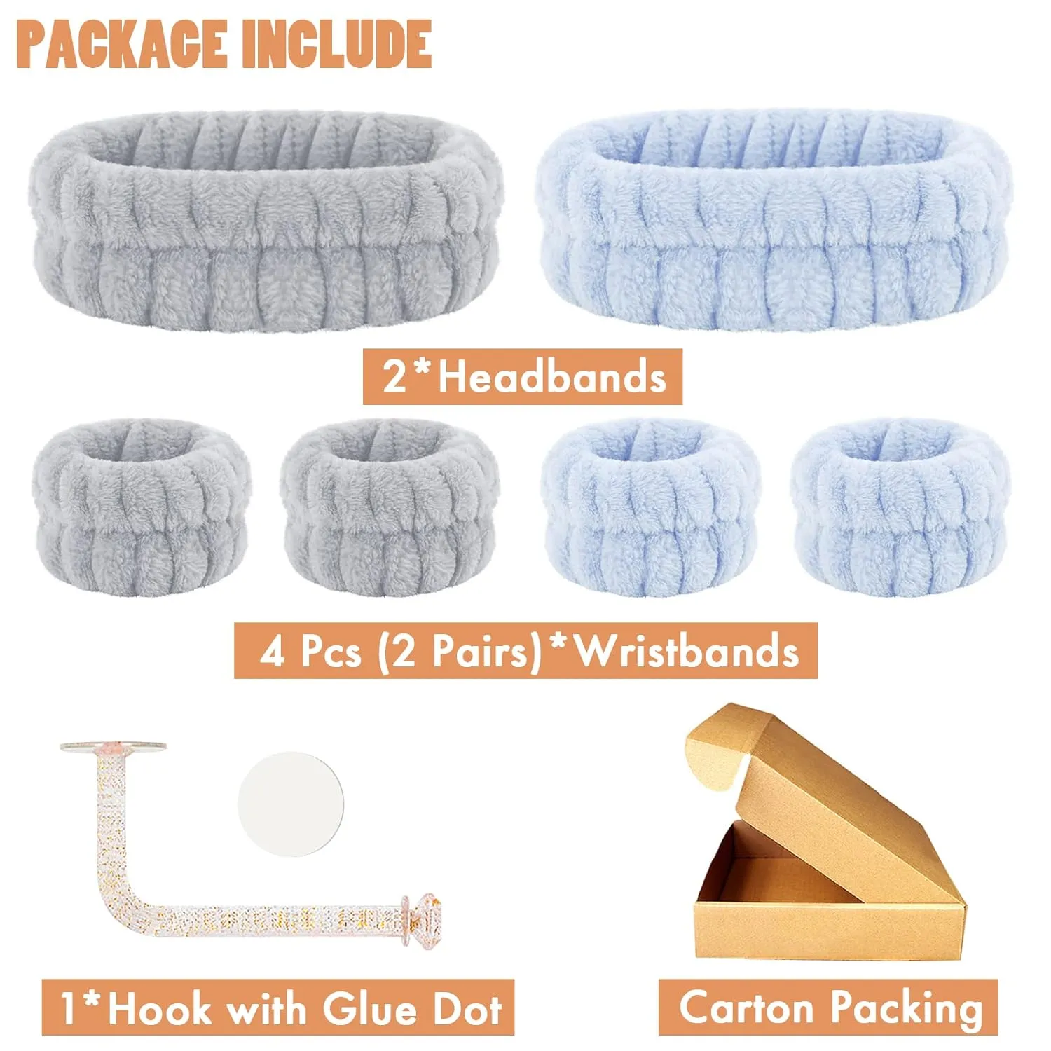 Face Wash Headband and Wristband Set of 2, Wrist Towels for Washing Face with Holder Microfiber Wristbands for Washing Face Absorbent Spa Wristbands Wrist Scrunchies Face Washing Wristbands