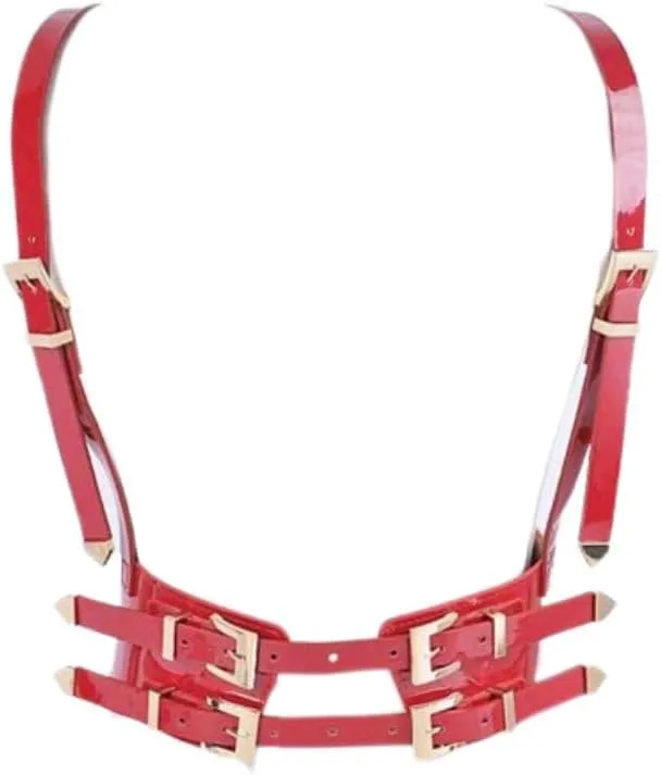 Faux Leather Iconic Harness Belt Patent Vegan Adjustable