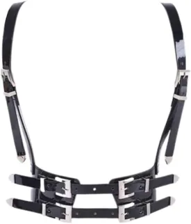 Faux Leather Iconic Harness Belt Patent Vegan Adjustable