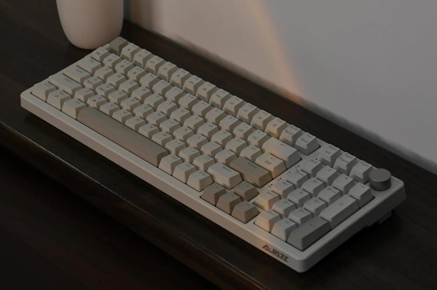 FIRSTBLOOD ONLY GAME. AK992 Retro Wired Mechanical Keyboard, 98 Keys Full Layout, Hot-Swappable USB Gaming Keyboard with Red Switches, Multimedia Keys Knob, Blue Backlit, Anti-Ghosting, Grey
