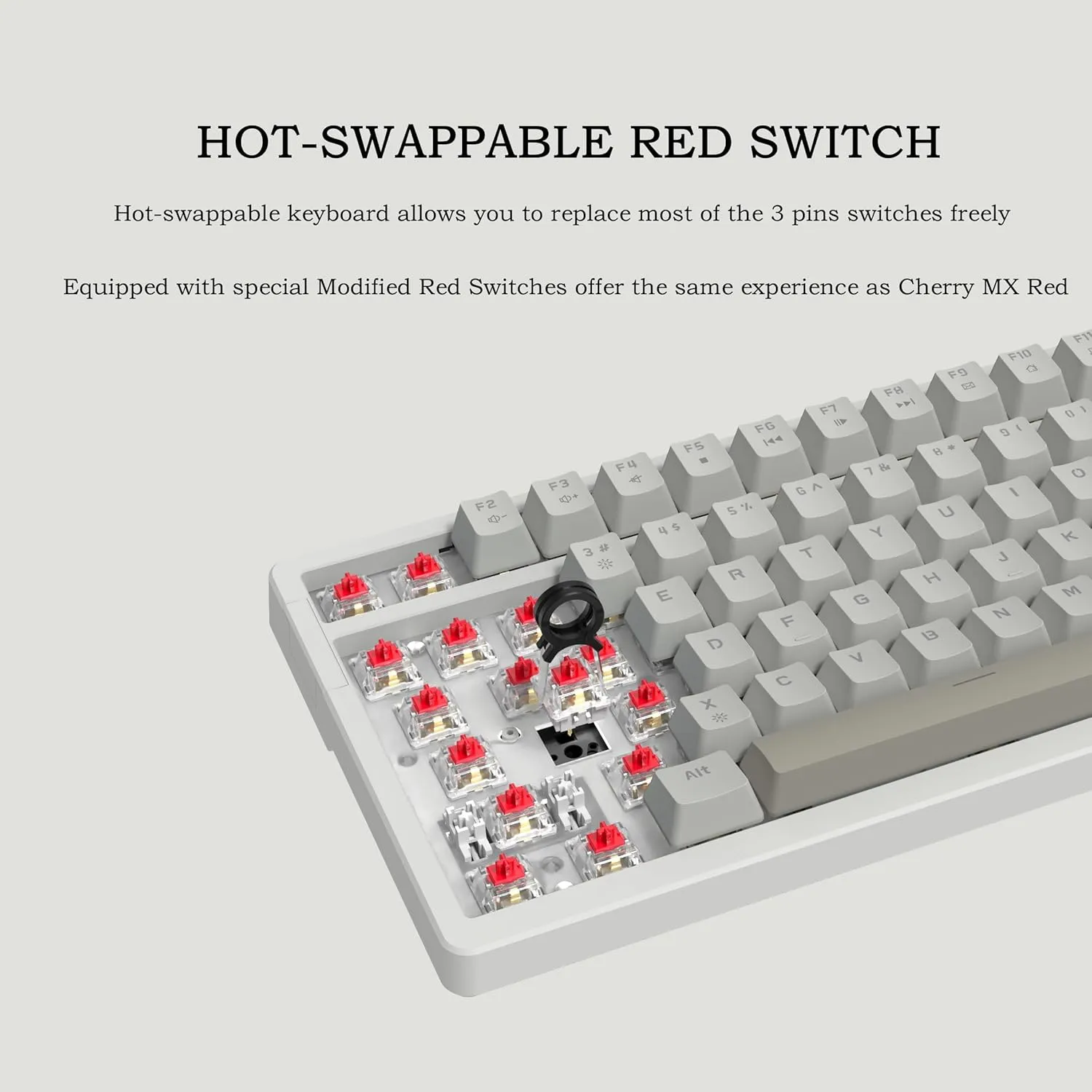 FIRSTBLOOD ONLY GAME. AK992 Retro Wired Mechanical Keyboard, 98 Keys Full Layout, Hot-Swappable USB Gaming Keyboard with Red Switches, Multimedia Keys Knob, Blue Backlit, Anti-Ghosting, Grey