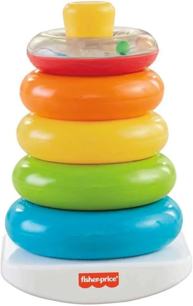 Fisher-Price Infant Toy Set, Babys First Blocks (10 Shapes) and Rock-a-Stack Ring Stacking Activity for Ages 6  Months (Amazon Exclusive)