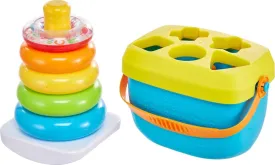 Fisher-Price Infant Toy Set, Babys First Blocks (10 Shapes) and Rock-a-Stack Ring Stacking Activity for Ages 6  Months (Amazon Exclusive)