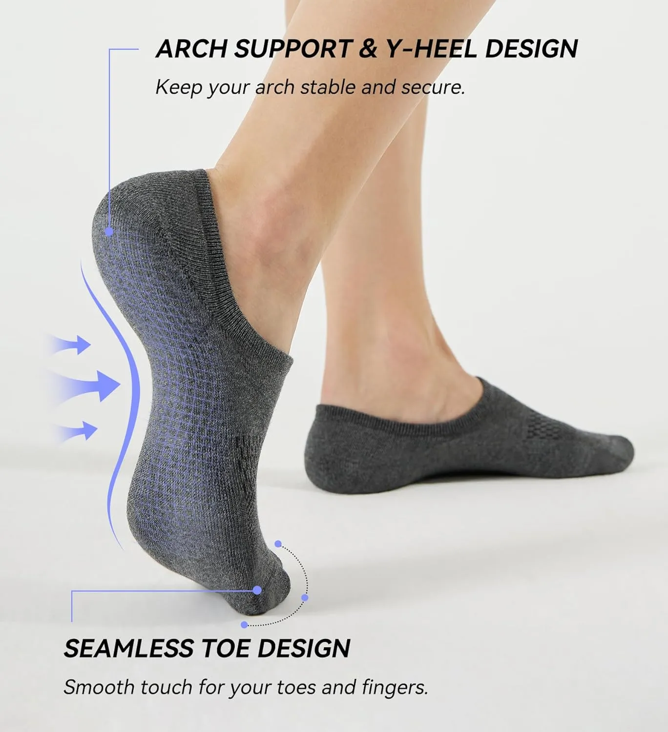 FITRELL No Show Socks Womens Cotton Cushioned Athletic Ankle Low Cut Invisible Non Slip Socks 5-8 Pairs