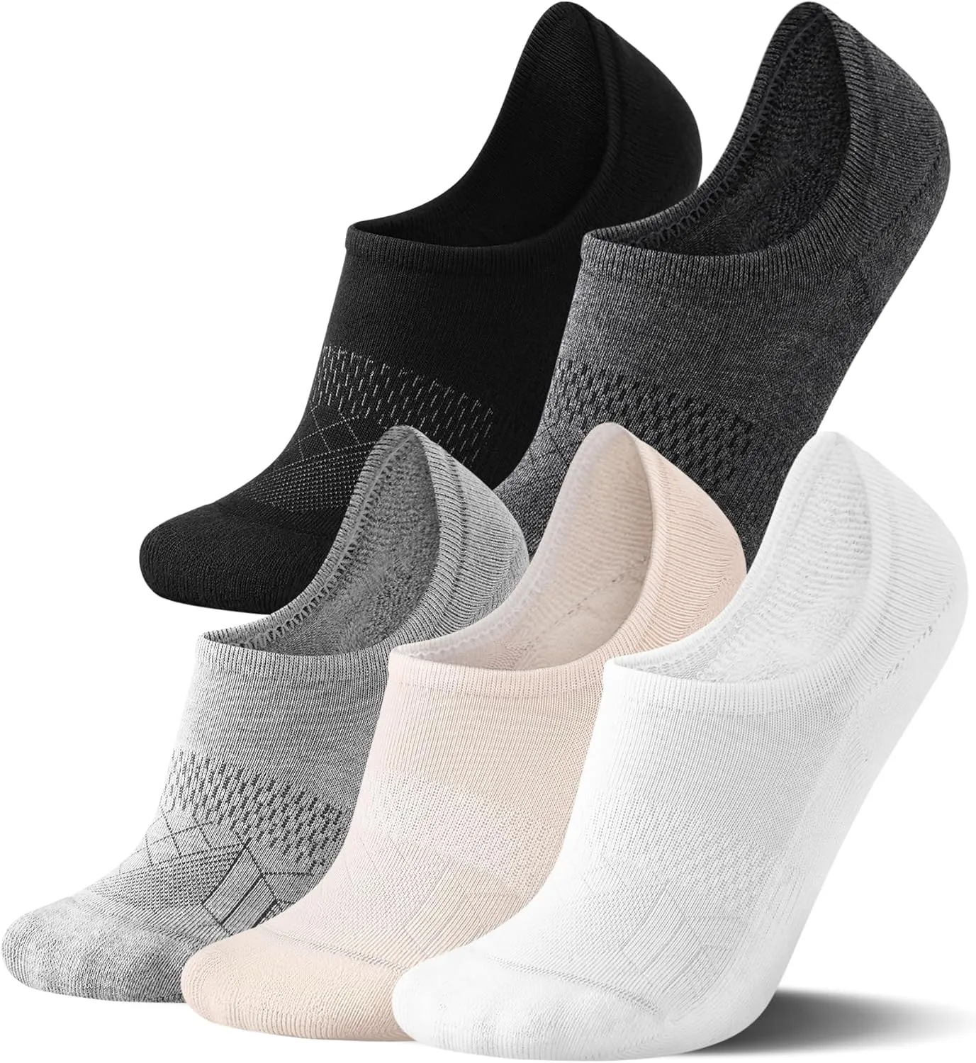 FITRELL No Show Socks Womens Cotton Cushioned Athletic Ankle Low Cut Invisible Non Slip Socks 5-8 Pairs