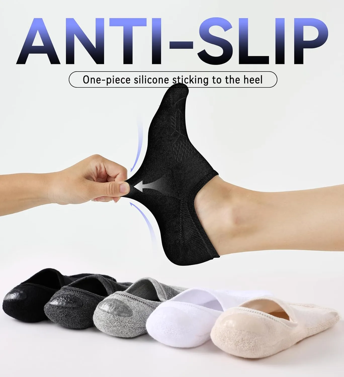 FITRELL No Show Socks Womens Cotton Cushioned Athletic Ankle Low Cut Invisible Non Slip Socks 5-8 Pairs