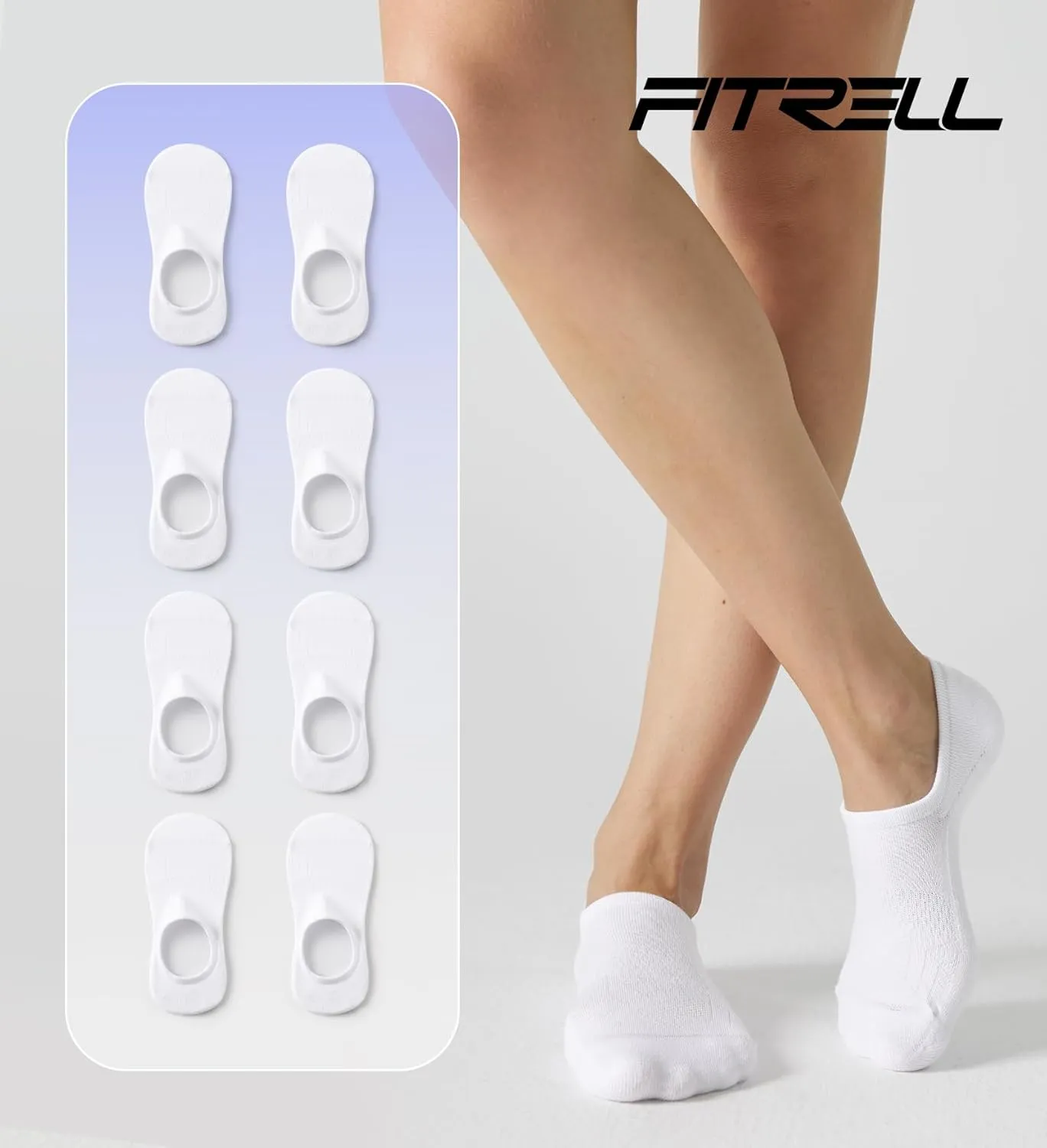 FITRELL No Show Socks Womens Cotton Cushioned Athletic Ankle Low Cut Invisible Non Slip Socks 5-8 Pairs