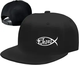 Flat Bill Hats for Men Black Snapback Hats for Men Adjustable Baseball Cap Fitted Cool Hip Hop Hat