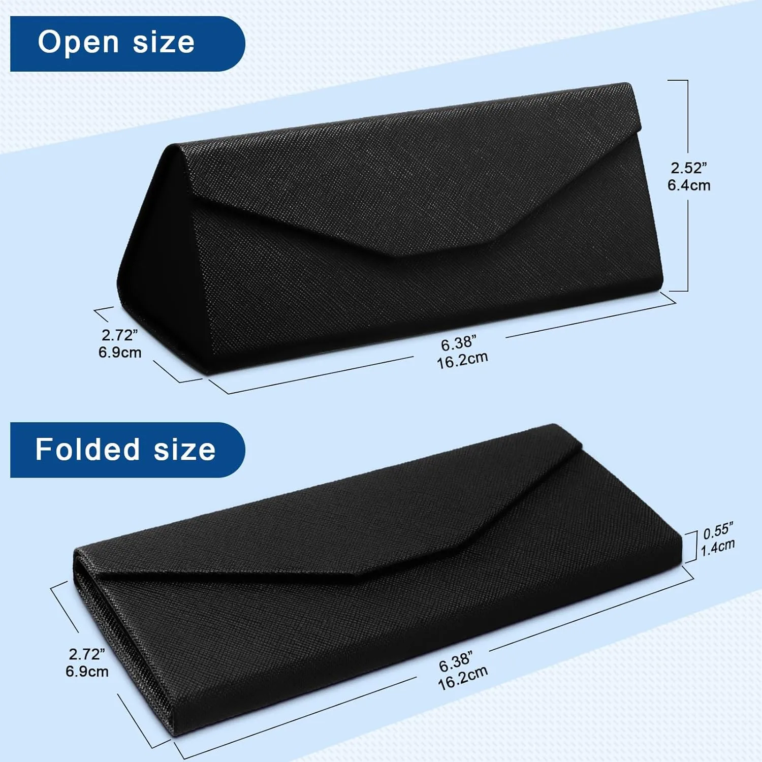 Flutesan 4 Pack Foldable Glasses Sunglasses Case PU Hard Shell Eyeglasses Leather Case 4 Cleaning Cloths