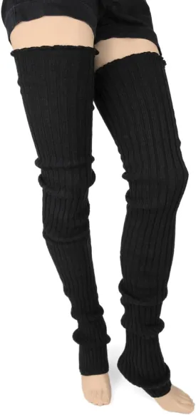 Foot Traffic Women's Cable-Knit Leg Warmers (Black, Super Long)