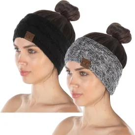 Funky Junque Women's Cozy Stretch Knit Headband Ear Warmer - Solid Colors, Confetti Knits, Crochet Styles