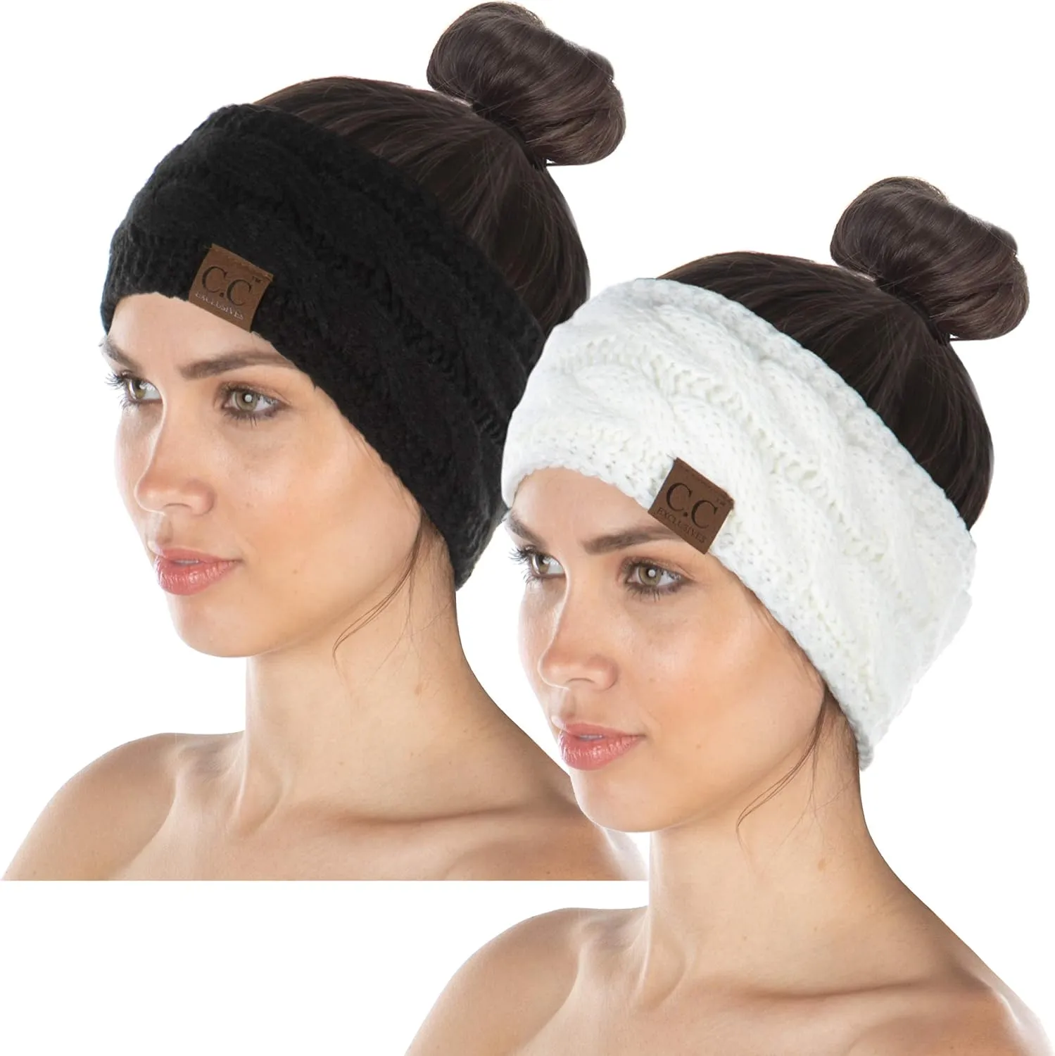 Funky Junque Women's Cozy Stretch Knit Headband Ear Warmer - Solid Colors, Confetti Knits, Crochet Styles