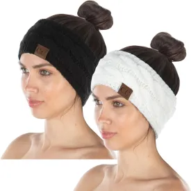 Funky Junque Women's Cozy Stretch Knit Headband Ear Warmer - Solid Colors, Confetti Knits, Crochet Styles