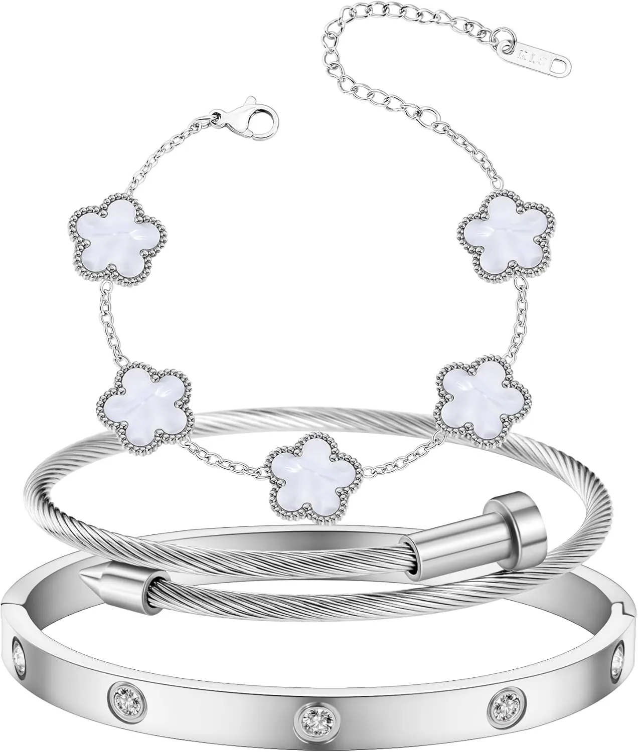 Gold Bracelets for Women 18K Gold Plated Love Friendship Bracelet With Cubic Zirconia Cuff Bangle Jewelry Set Witness the Gift of Love