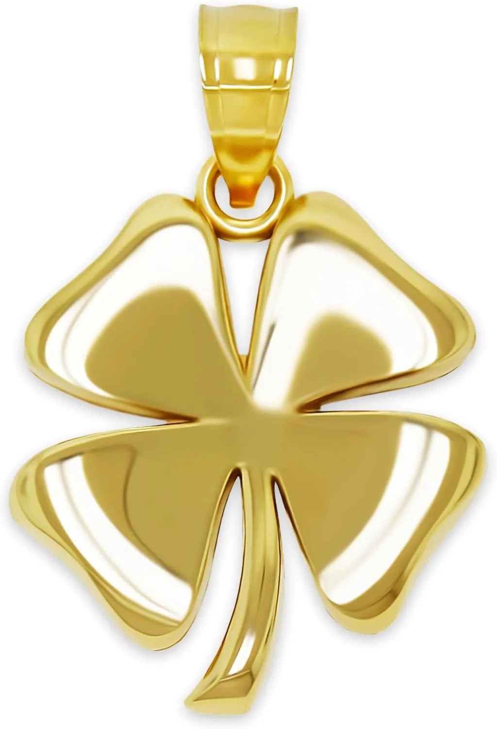 Gold Four Leaf Clover Charm - 10 Karat Solid Gold - Shamrock Pendant - Good Luck Charm Necklace - Irish Shamrock