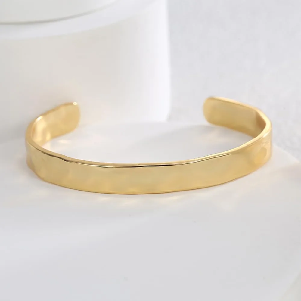 Gold/Silver Weave Twisted Hammered Textured Double Zircon Cuff Bangle Bracelets for Women