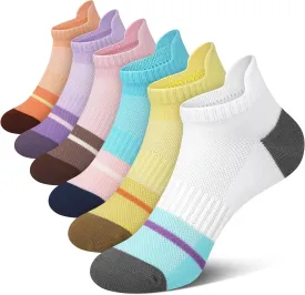 Gonii Women's Ultra-Thin Lightweight No-Show Ankle Socks - Seamless Toe Design, Non-Slip Arch Band (6 Pairs) for Running
