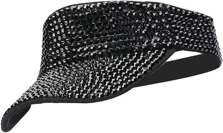 Gudessly Shiny Rhinestones Sport Sun Visor Adjustable Summer Cap Visor Caps for Women Men