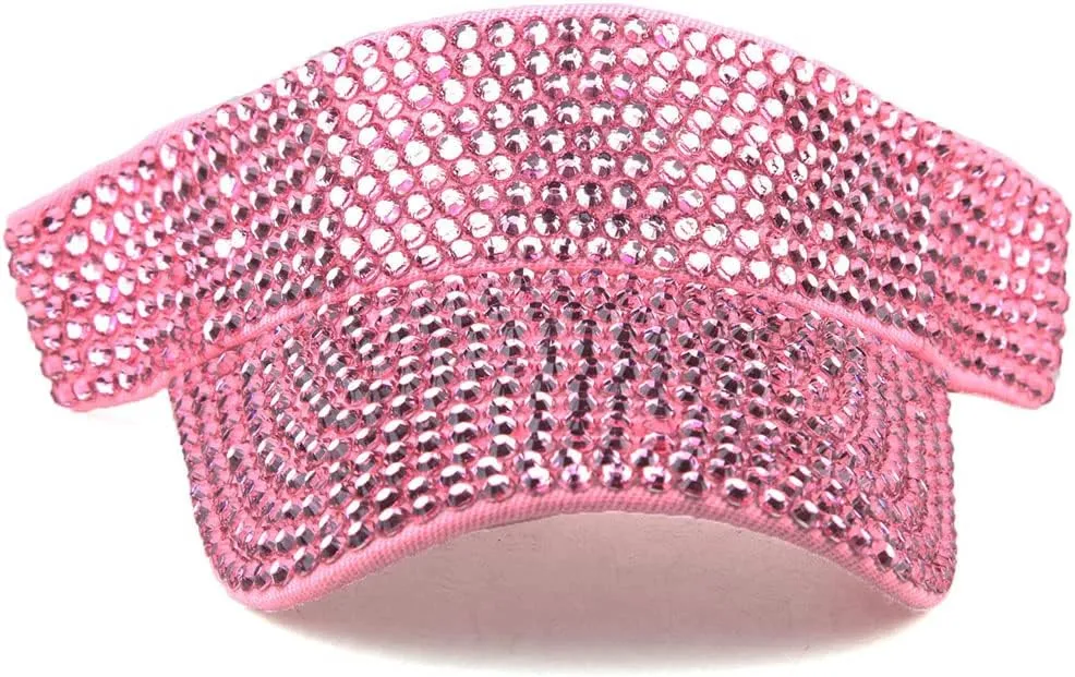 Gudessly Shiny Rhinestones Sport Sun Visor Adjustable Summer Cap Visor Caps for Women Men